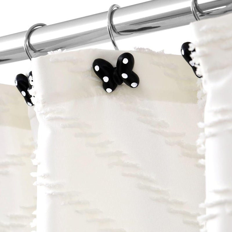 Popkozzi Black White Butterfly Shower Curtain Hooks: Cute Resin Bow Tie Decorative Rustproof Stainless Steel Rings for Garden Farmhouse Cottage Nature-Inspired & Seasonal Spring Summer Bathroom Bedroom Décor - Image 5